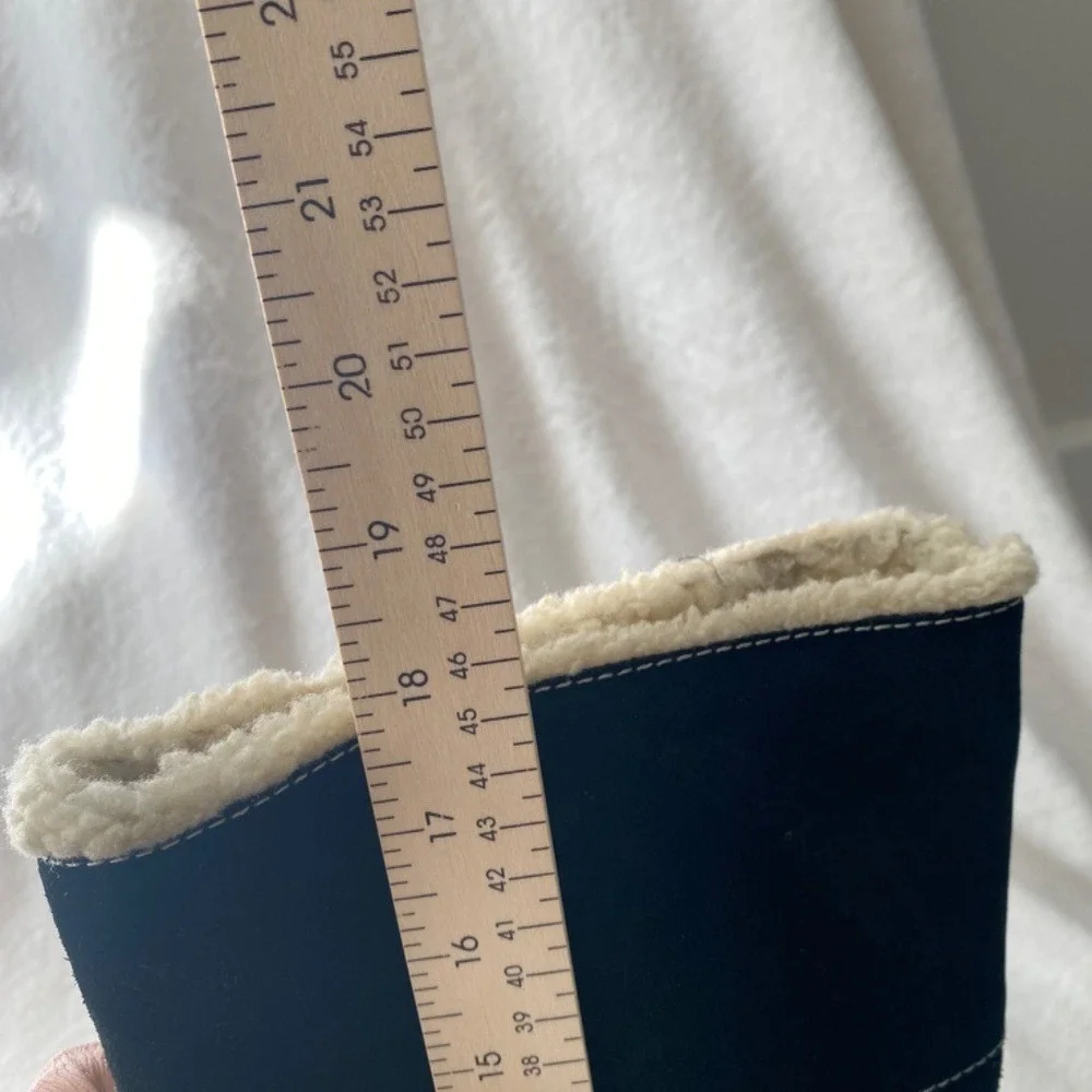 Kors Michael Kors Black Suede Shearling Lined Tall Wedge‎ Boots Made in Italy
